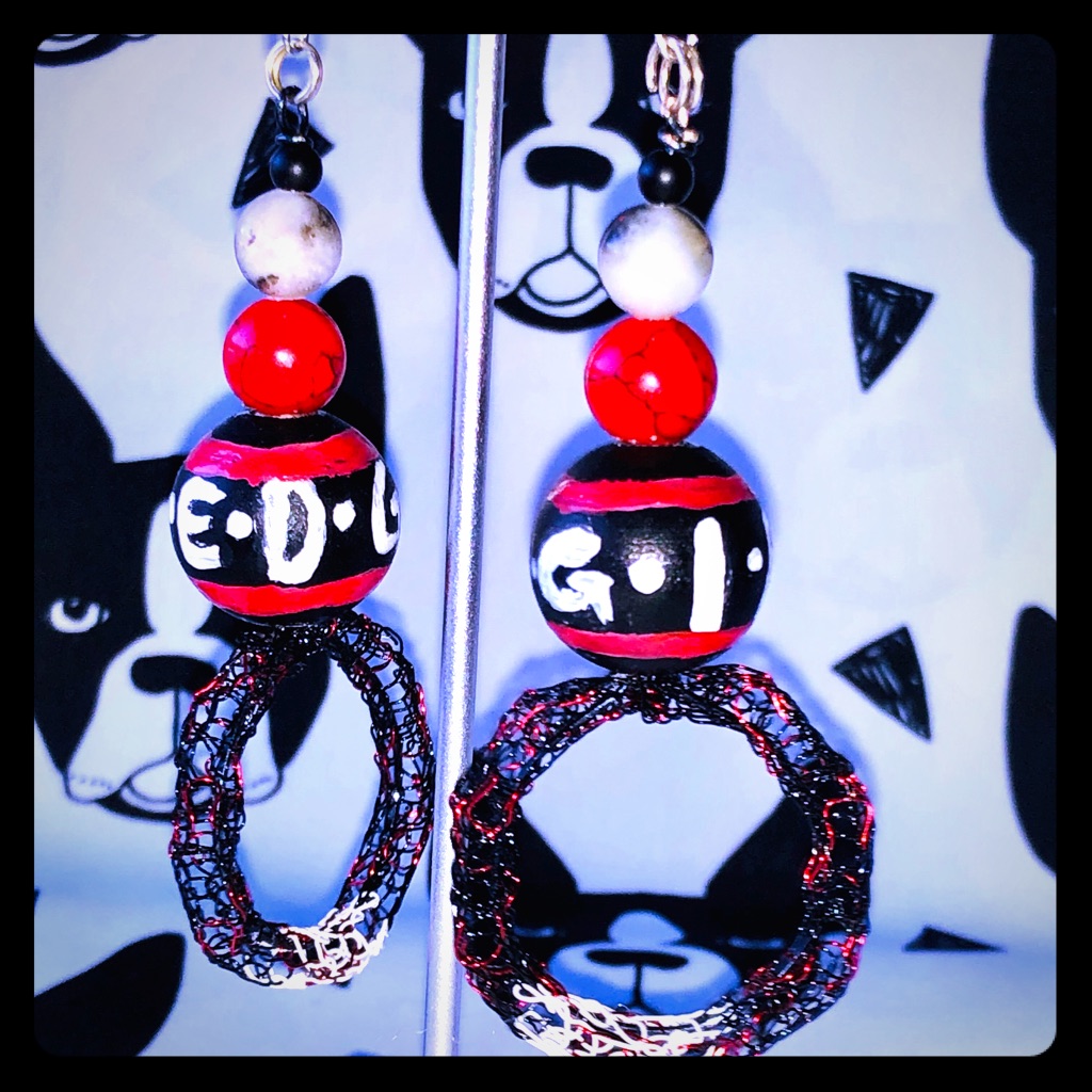 2.5” Handmade “Gifted” Dangle Run Dmc Earrings